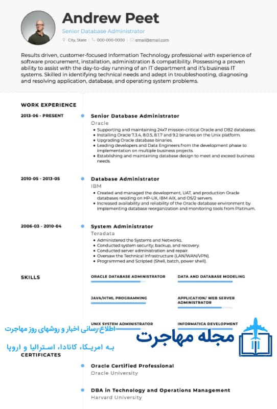 عکس نحوه نوشتن فرمت رزومه در دانمارک