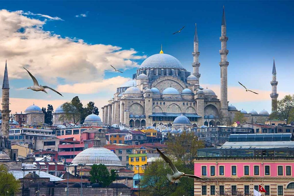 نمایی از شهر استانبول و مسجد آبی (سلطان احمد)