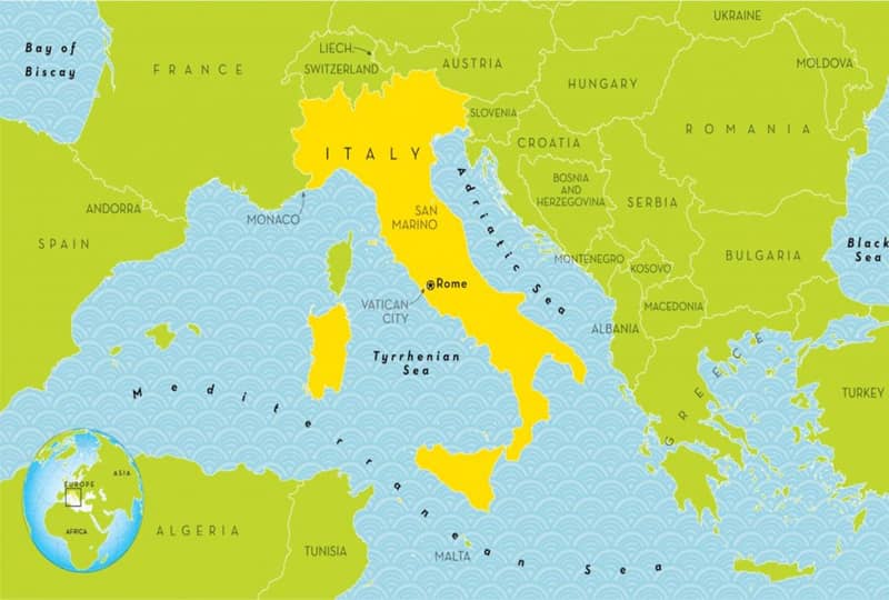 موقعیت جغرافیایی ایتالیا