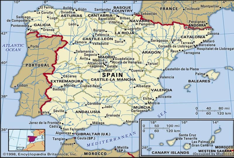 موقعیت جغرافیایی اسپانیا