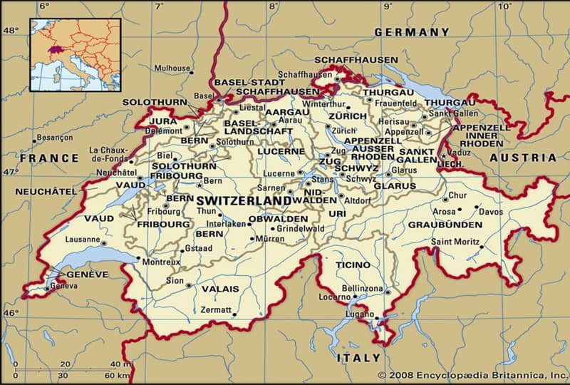 موقعیت جغرافیایی سوئیس